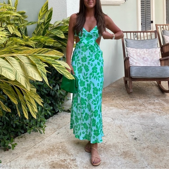 Zara satin effect floral maxi dress - Picture 3 of 4